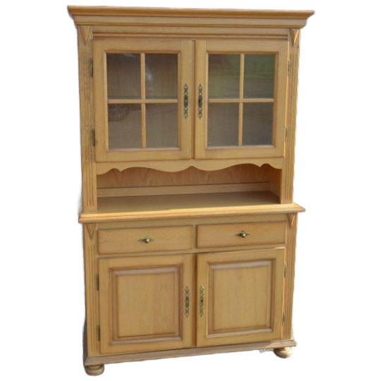 Blank Eiken Buffetkast Met Vitrine En Opbergruimte 2 Delig 1