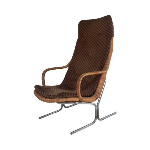 Dirk Van Sliedregt For Gebroeders Jonkers - Rattan / Wicker Lounge Chair With Cushion -
