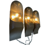 3x Vintage ‘smoked Glass’ Muurlamp – Hans Popp thumbnail 1