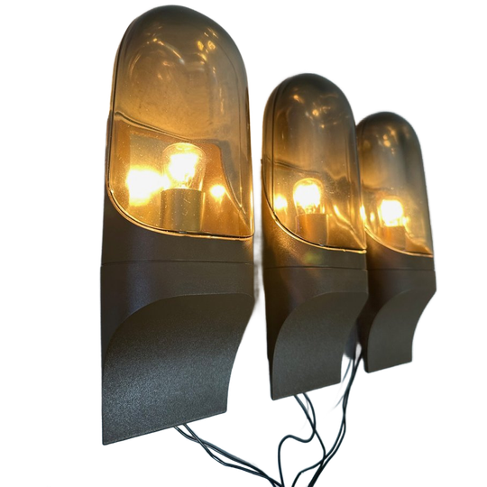 3X Vintage ‘Smoked Glass’ Muurlamp – Hans Popp 1