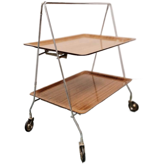 Vintage Inklapbare Trolley Bijzettafel Plantentafel 1