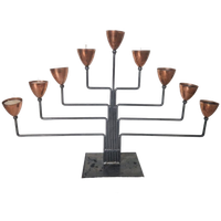 Grote Judaica Menorah Koper Vintage Brutalist