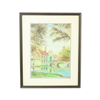 Charmant Schilderij Aquarel Begijnhof Brugge Verhaeghe 1989 thumbnail 1