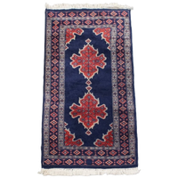Subtiel Vloerkleed Met Voornamelijk Donkerblauw Gemaakt Van Wol 139X66Cm