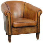Schapenleren Clubfauteuil In Engelse Stijl Met Karakter En Een Prachtig Patina thumbnail 1
