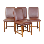 Set Van 4 Luxe En Comfortabele Cognac-kleurige Engelse Stijl Eetkamerstoelen thumbnail 1