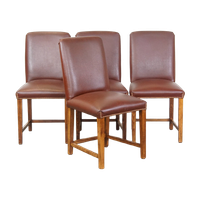 Set Van 4 Luxe En Comfortabele Cognac-kleurige Engelse Stijl Eetkamerstoelen