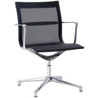 Vergaderstoel Icf Una Chair, Zwart-Mesh, Voetkruis Onderstel