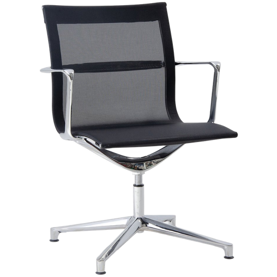 Vergaderstoel Icf Una Chair, Zwart-mesh, Voetkruis Onderstel 1