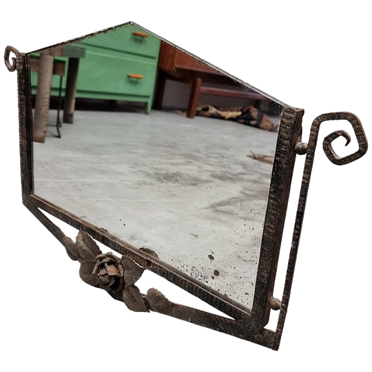 Frans Art Deco Metalen Spiegel, Jaren 30 1
