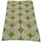 Mooie Retro "swirl" Deken Groen Bruin En Wit Druppel Of Wervelingen Motief thumbnail 1
