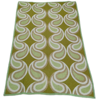 Mooie Retro "swirl" Deken Groen Bruin En Wit Druppel Of Wervelingen Motief