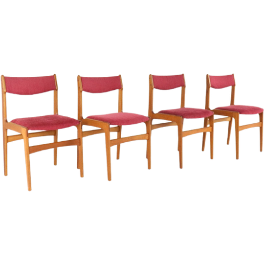 Set 4 Erik Buch Model 89 Stoelen Eetkamerstoelen 'tjele' Vintage 1