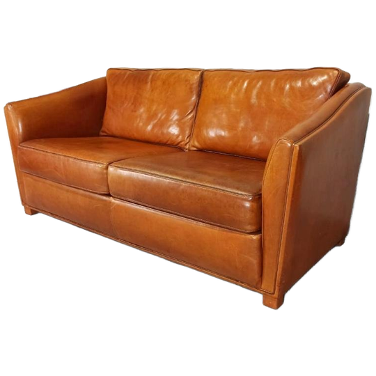 Vintage Leren Bank, Bankstel, Sofa, Cognac 1