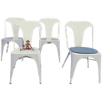 Set Van 4 Eetkamerstoelen Vintage Design Witte Stoelen thumbnail 1