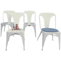Set Van 4 Eetkamerstoelen Vintage Design Witte Stoelen