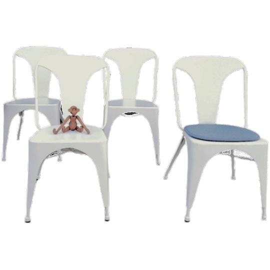 Set Van 4 Eetkamerstoelen Vintage Design Witte Stoelen 1