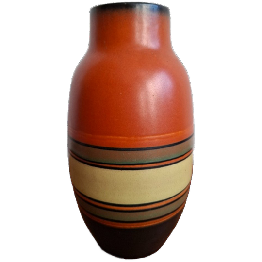 Vintage West Germany Vaas Oranje, Zwart 1