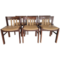 Set Van 6 Brutalist Eetkamerstoelen Wenge Vintage Design