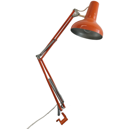 Vintage Oranje Schaarlamp Met Muurbevestiging 1