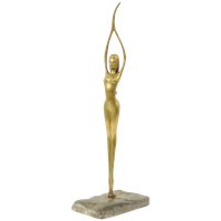 Abstract Beeld Naakte Vrouw Ballerina Art Deco Stijl Messing 51cm