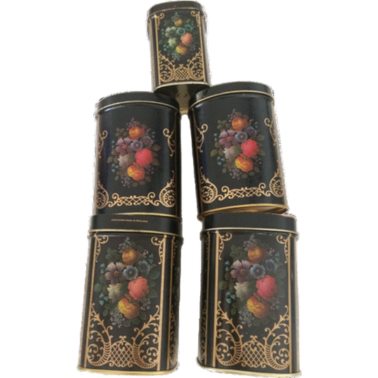 5 X Zeldzame Oude Dozen Blikken Met Stilleven Bloemen 1