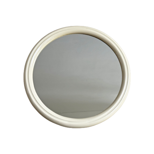 Ronde Tiger Spiegel Met Een Beige Kunststof Rand 1