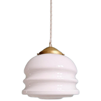 Art Deco Hanglamp In Wit Opaline Glas, 1920-30