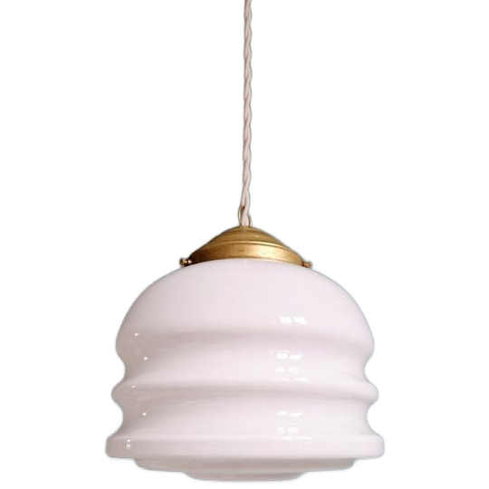 Art Deco Hanglamp In Wit Opaline Glas, 1920-30 1