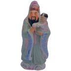Fu Xing, Chinese God Van Geluk "fuk" Beeldje Versierd Met Gouden Vergulde 25cm thumbnail 1