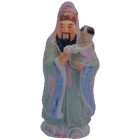 Fu Xing, Chinese God Van Geluk "fuk" Beeldje Versierd Met Gouden Vergulde 25cm