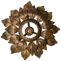 Verguld Metalen Florale Wandlamp Jaren 60