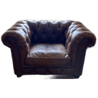 Vintage Chersterfield Club Fauteuil Cognac Leer thumbnail 1