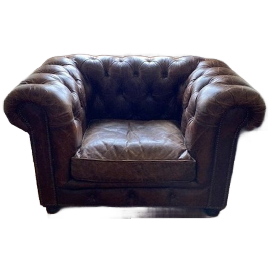 Vintage Chersterfield Club Fauteuil Cognac Leer 1