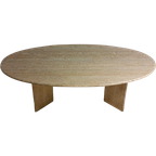 Mid-century Vintage Natuurlijke Travertin Ovale Eettafel, Italië 1970 thumbnail 1