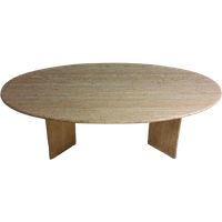 Mid-century Vintage Natuurlijke Travertin Ovale Eettafel, Italië 1970