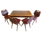 Prachtige Retro Vintage Uitschuifbare Tafel Met 5 Vintage Stoelen thumbnail 1