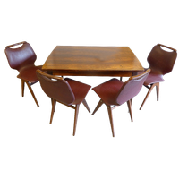 Prachtige Retro Vintage Uitschuifbare Tafel Met 5 Vintage Stoelen