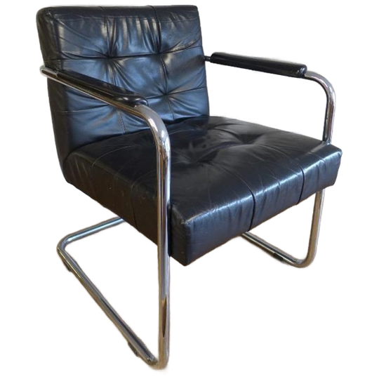 Mooie Vintage Zwarte Buizen Stoel Fauteuil 1