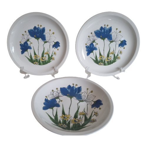 Vintage Pontesa Borden Made In Spain Met Bloemenmotief In Blauw-Wit-Groen