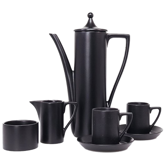 Portmeirion Koffieset Zwart, 1960s 1