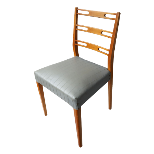 Deense Vintage Farstrup Stoelin Teakhout Met Skai 1