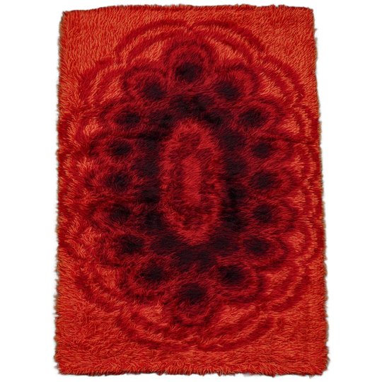 Vintage Ryamatta, Orange/red Sweden 1960's. Sweden 1
