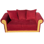 Rieten Bank Vintage Design Rood Bordeaux Rode Stof Opvouwbaar Bedbank thumbnail 1