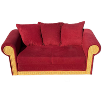 Rieten Bank Vintage Design Rood Bordeaux Rode Stof Opvouwbaar Bedbank