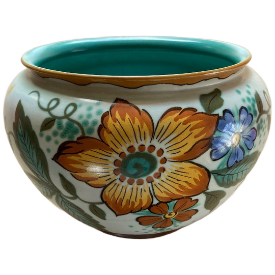 Antieke Gouds Plateel Bloem/sierpot 1