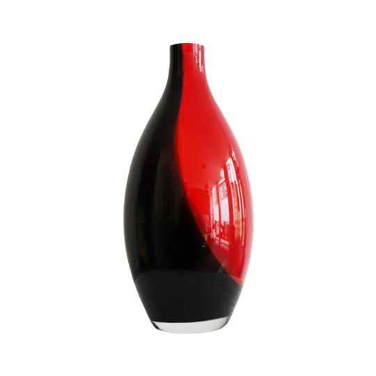 Vintage Murano Vaas Rood/zwart, Jaren '70 1