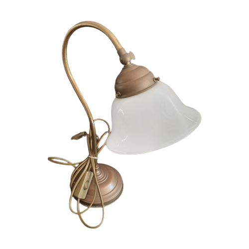 Vintage – Bureaulamp – Tafellamp -Bedlamp – Opaline Kap