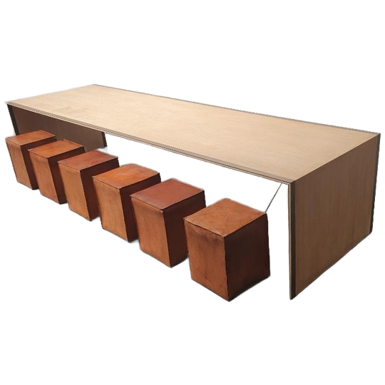 Eikenhouten Messing Vintage Design Xl Vergadertafel 1