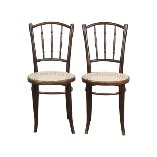 Set Van 2 Originele Vintage Thonet Bistro Design Stoelen 1